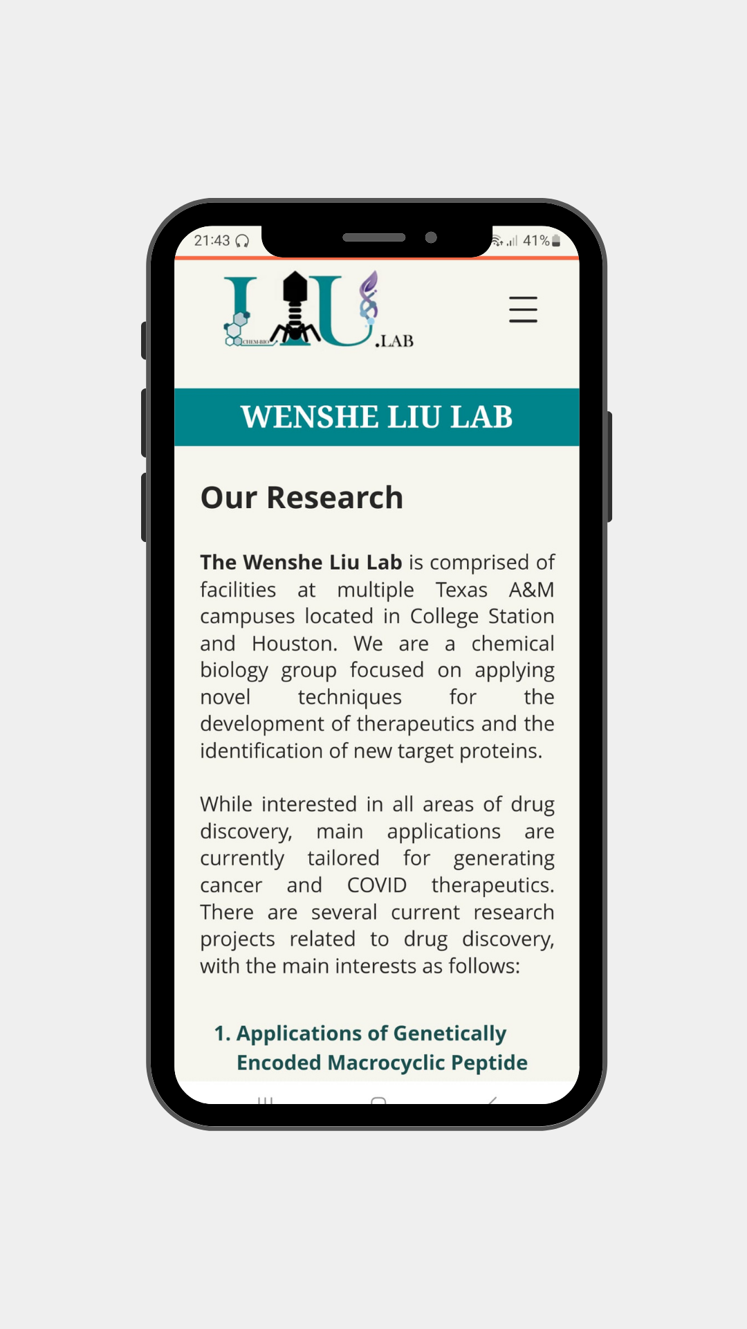 The Wenshe Liu Lab | Department of Chemistry