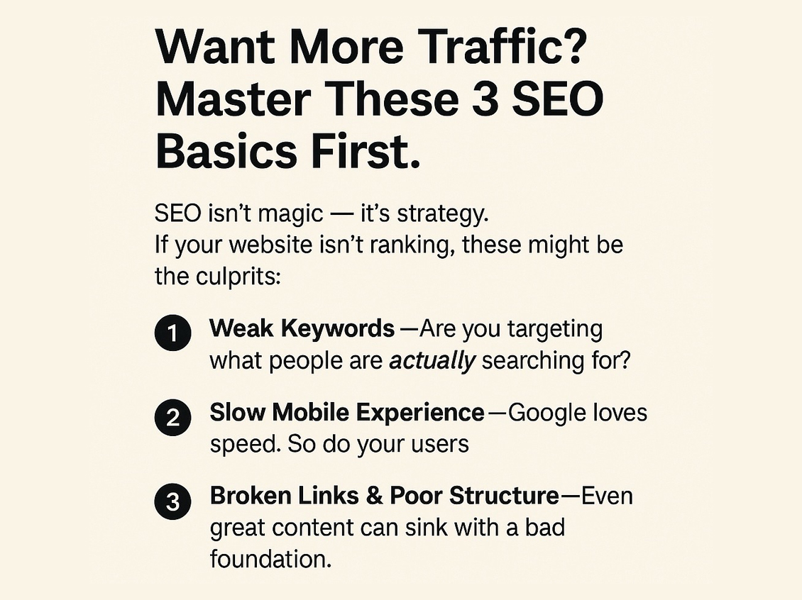 Want More Traffic? Master These 3 SEO Basics First.