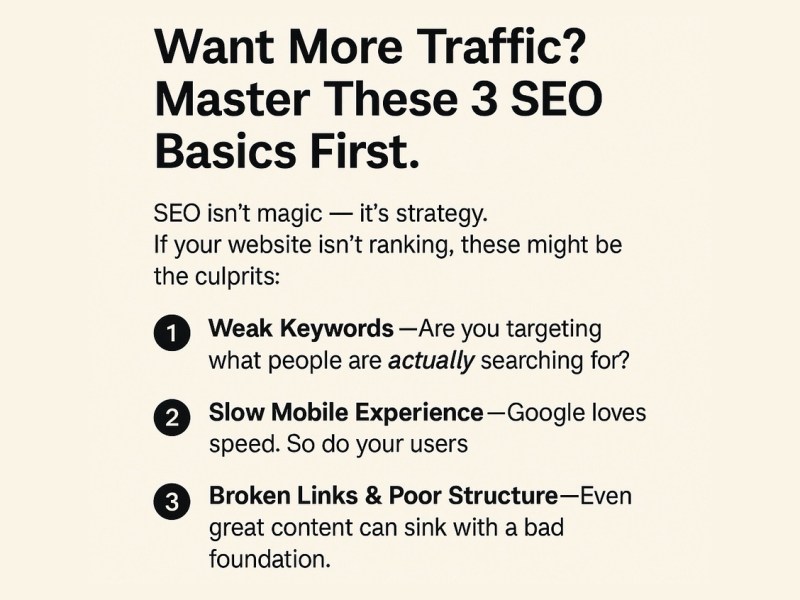 Want More Traffic? Master These 3 SEO Basics&nbsp;First.